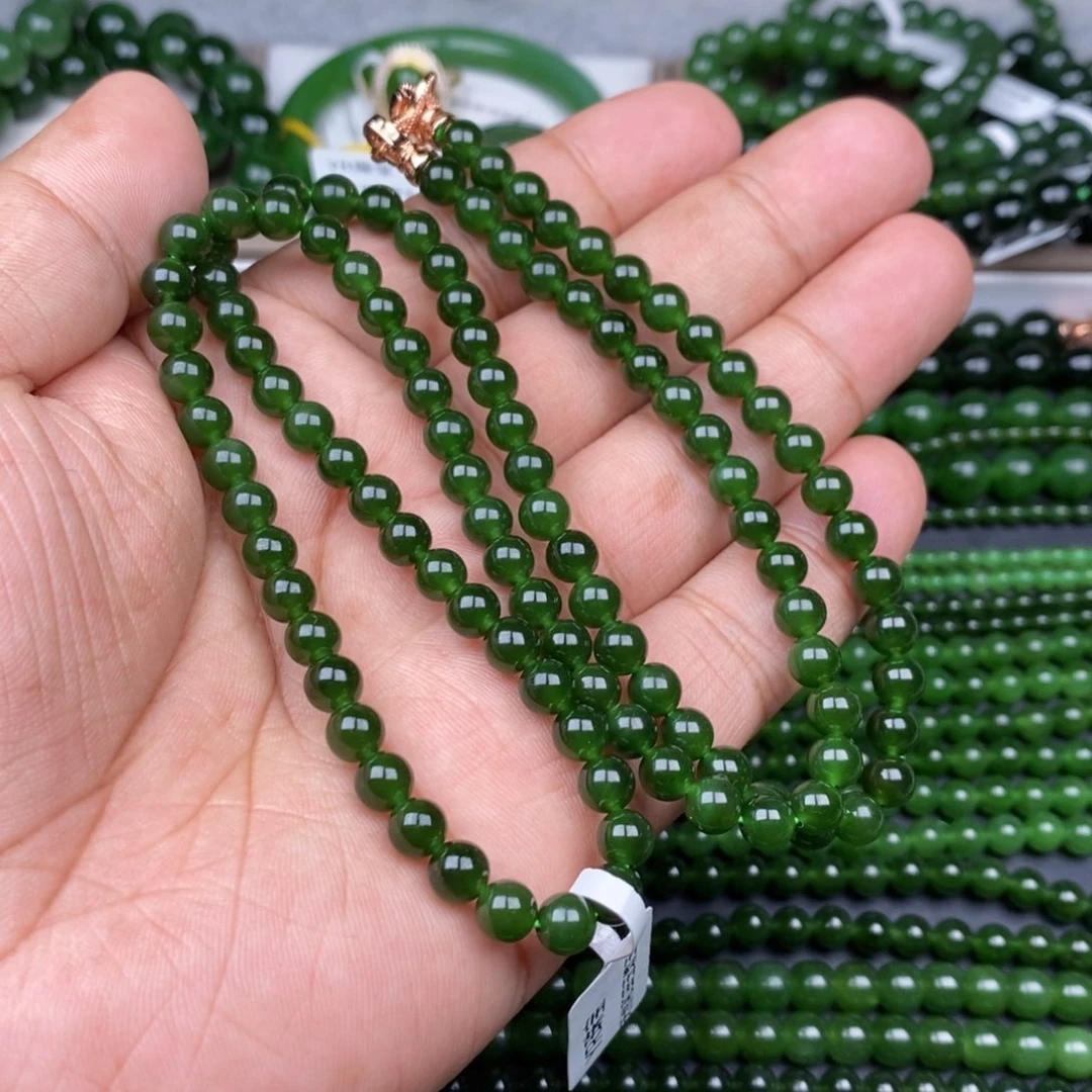 项链未镶嵌和田玉（碧玉）6m m