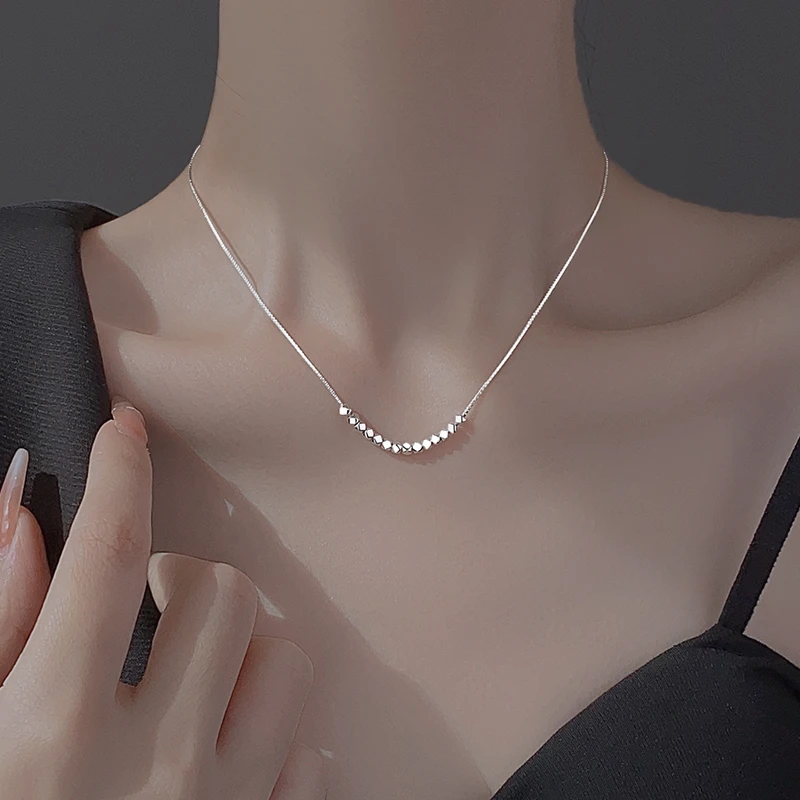 坠链均足银 990足银碎银几两项链女2025新款爆款百搭时尚锁骨链