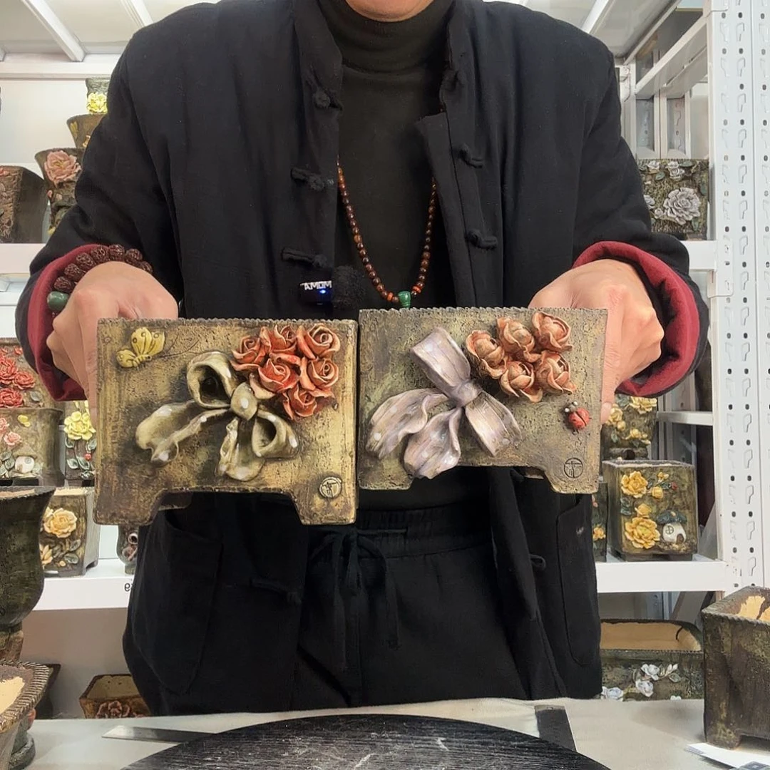 红陶以*青默花器花盆