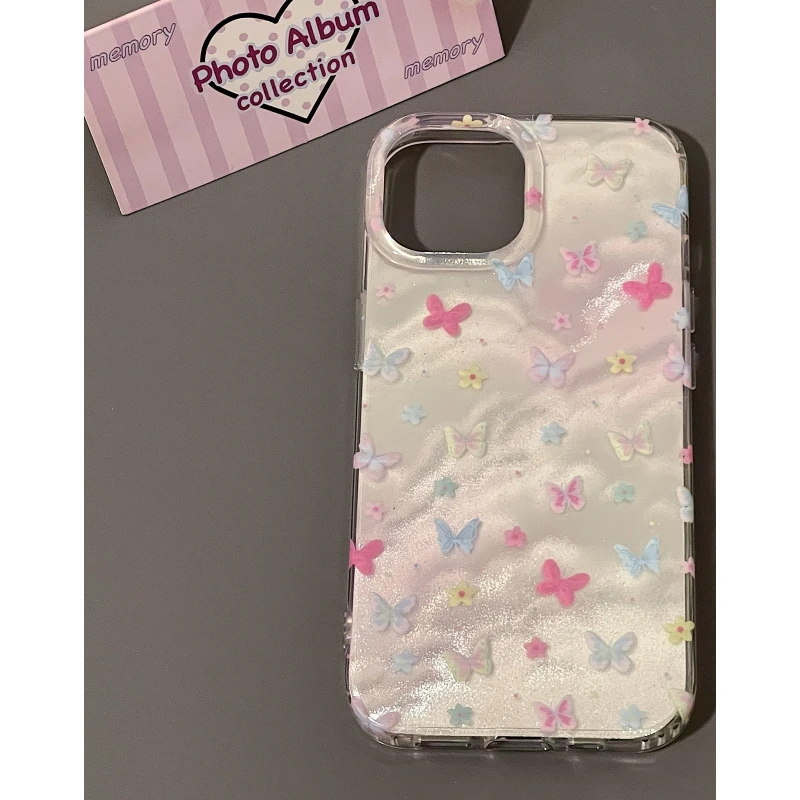 奥菲顿梦幻彩色蝴蝶适用iPhone16promax手机壳15苹果14锡纸12套13