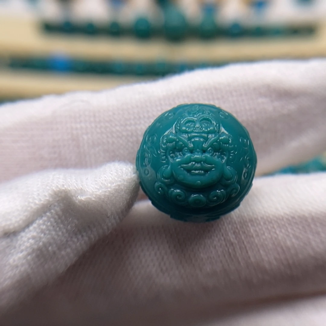 绿松石未镶嵌珠宝奇石黄财神15mm