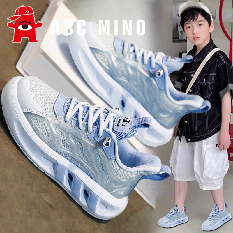 ABC MINO男童鞋2025秋季新款儿童网面透气小白鞋中大童防滑运动鞋