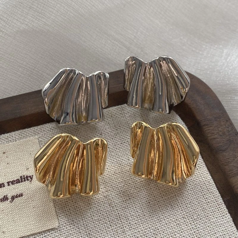 非金属亚克力耳饰 欧美不规则褶皱金属耳钉小众设计轻奢高级感简