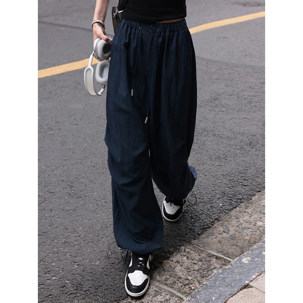 张贝贝ibell宽松抽绳束脚裤女 空气感 美式设计感休闲高腰阔腿裤