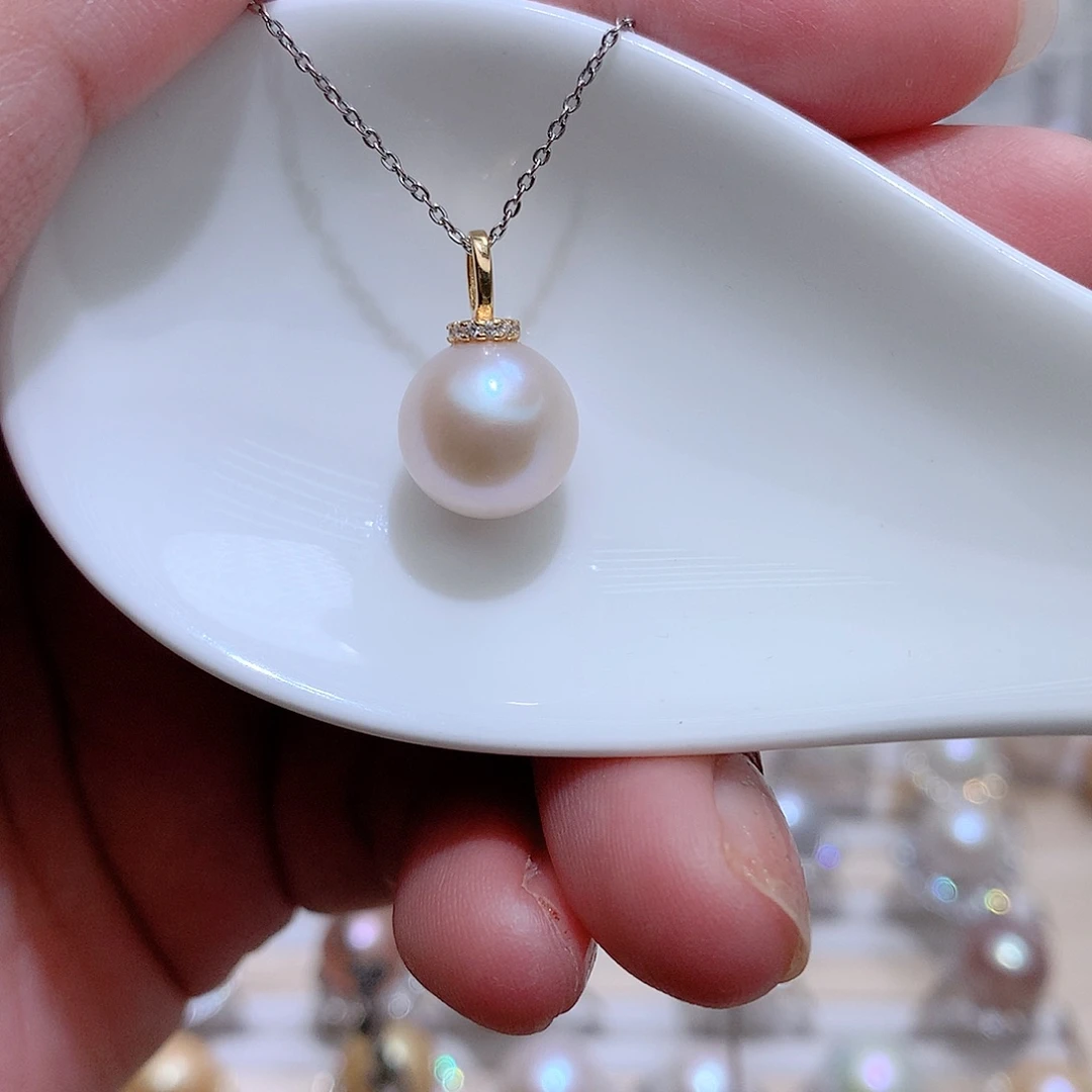 淡水珍珠银S925镶嵌吊坠(赠链)CC10.7m m