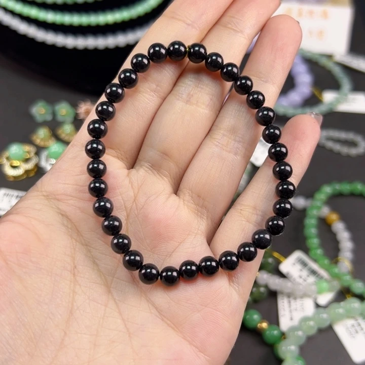 未镶嵌手串翡翠卡5.7 黑乌鸡串