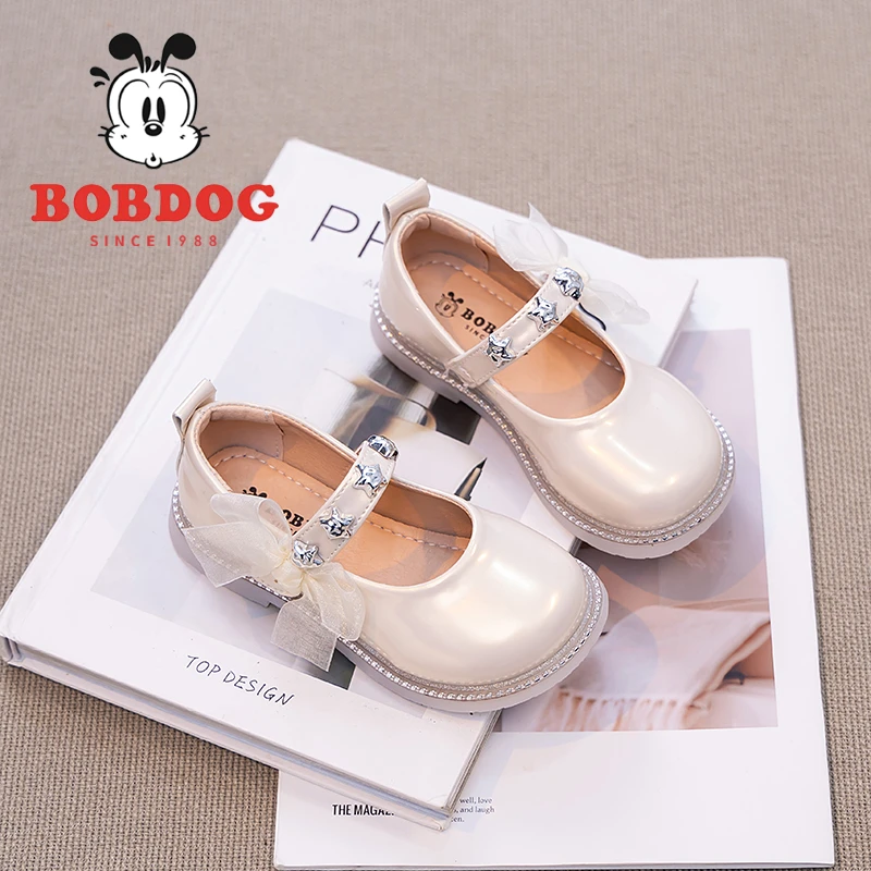 巴布豆女童鞋子儿童玛丽公主春秋2025新款女孩蝴蝶结公主鞋3-6岁