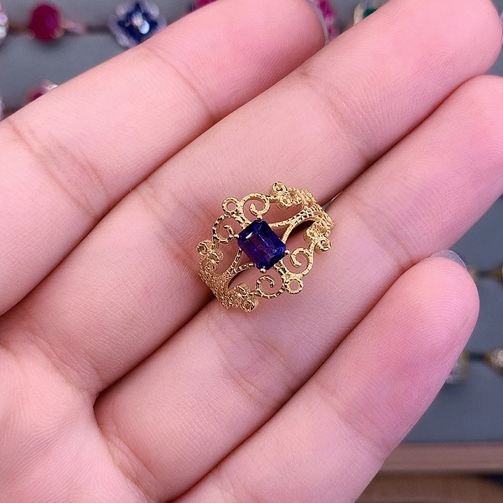 戒指银S925镶嵌蓝宝石