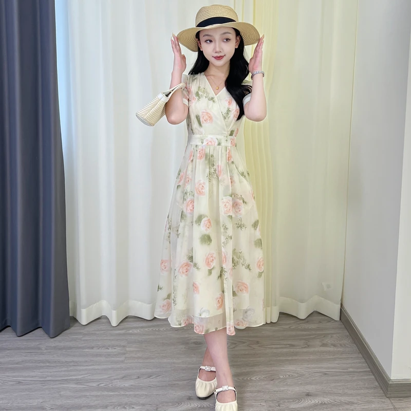 【海岸玫瑰0520】琳琳小个子韩系雪纺夏气质显瘦连衣裙