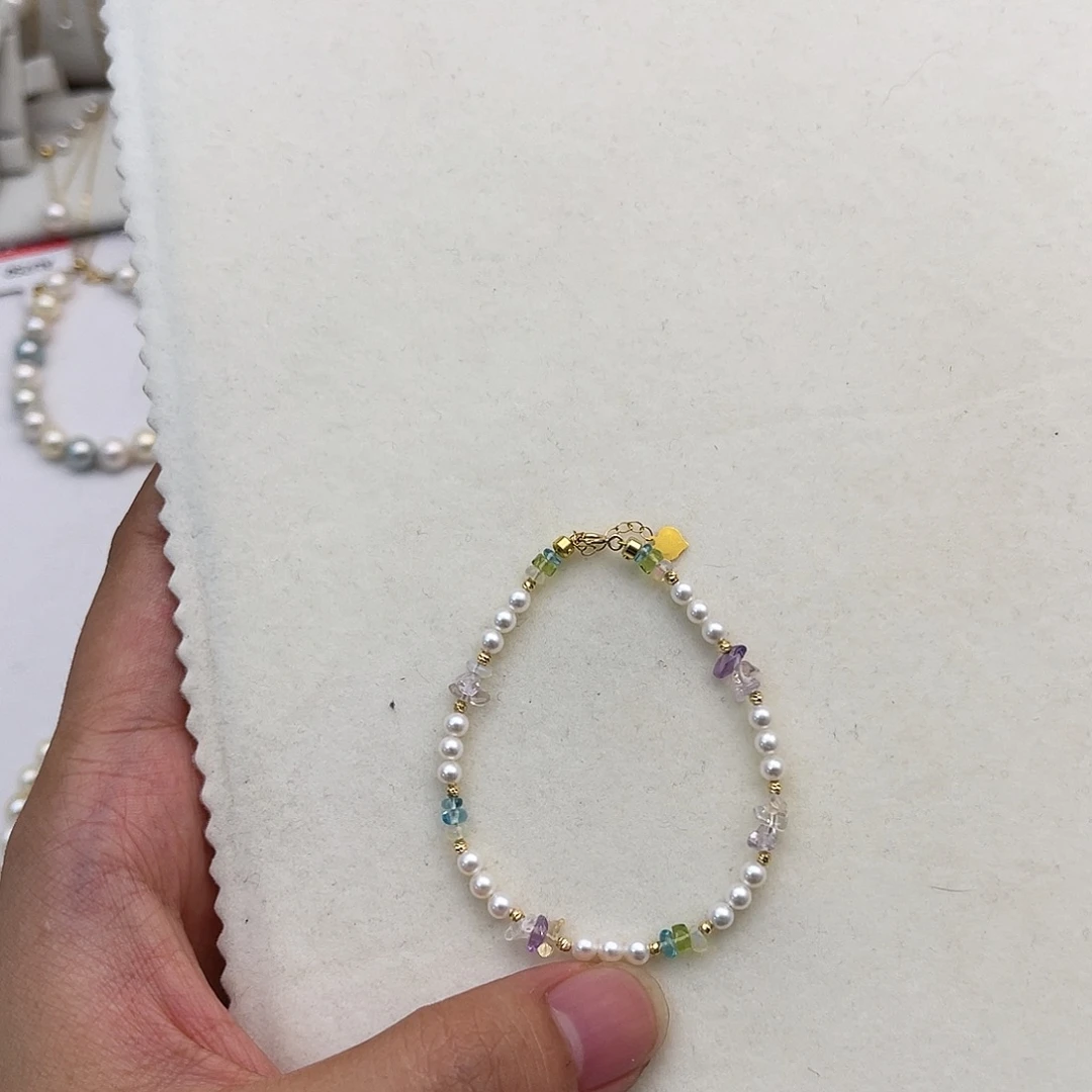 淡水珍珠手绳18K金镶嵌