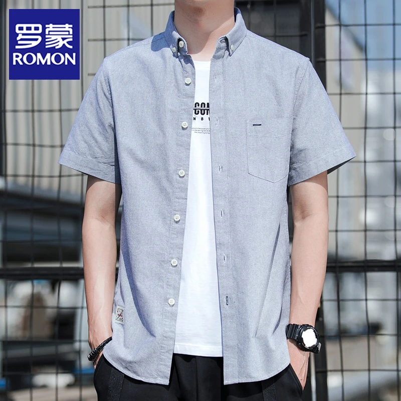 罗蒙夏季短袖衬衫男士2025新款休闲爆款衬衣帅气青年百搭男装