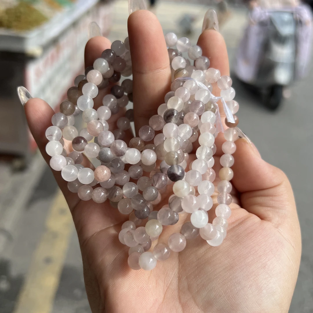 天然多彩冰透金丝玉圆珠精致手串（多样性发货拍一发一）