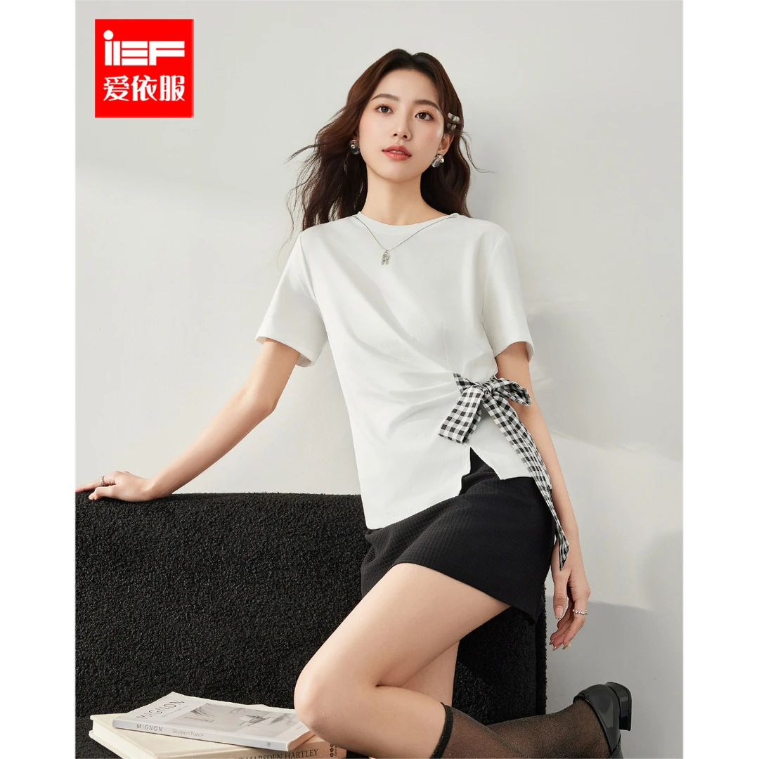IEF/爱依服2025新款夏季显瘦时尚休闲百搭修身简约设计感上衣