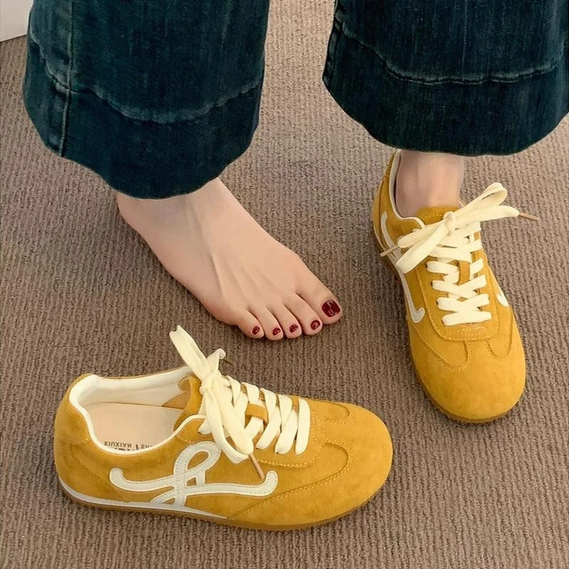 【香港轻奢Sakurano&樱央】黄色德训鞋女鞋子2025新款爆款春夏超