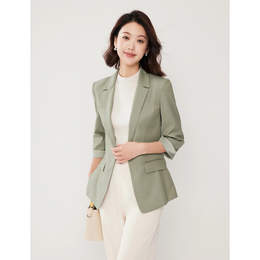 【岚岚专属 】夏季款修身时尚减龄设计感七分袖西服上衣