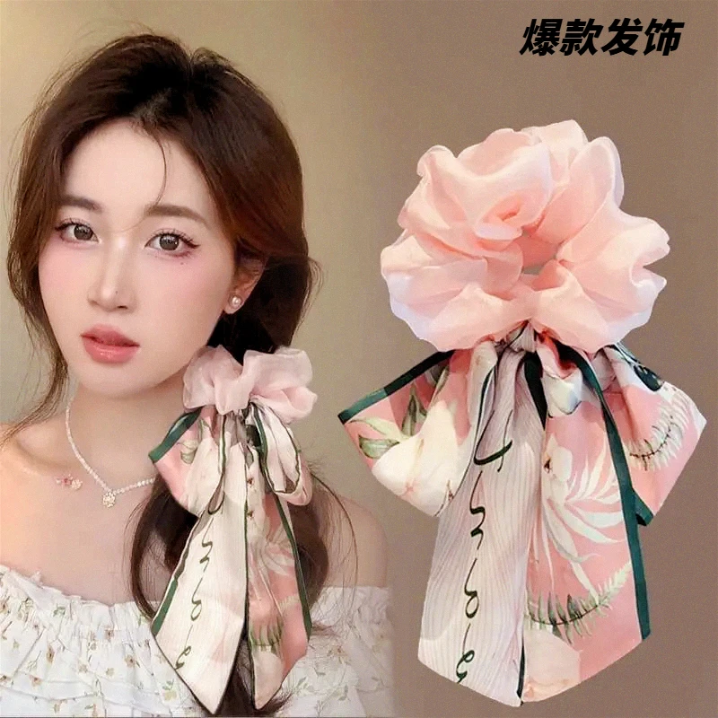 蝴蝶结发带女2025新款飘带头绳大肠发圈高级感扎头发皮筋发绳gx