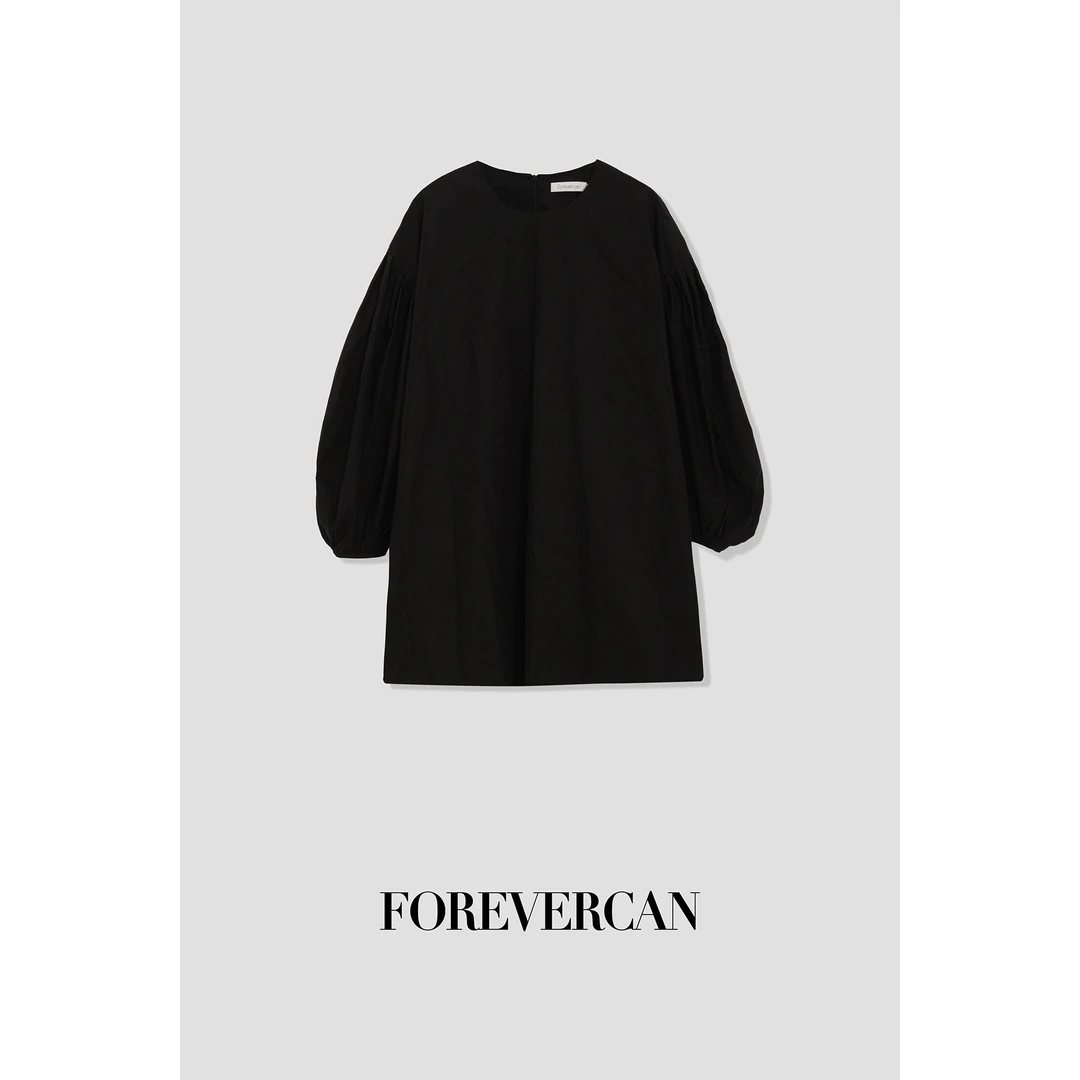 FOREVERCAN“反转巴黎”极简立裁廓形灯笼袖上衣连衣裙 SD21983