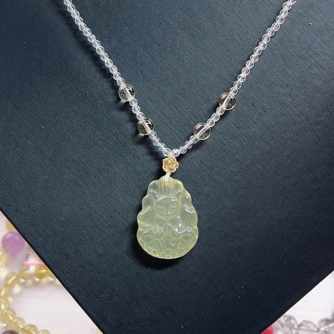 未镶嵌黄晶颈饰黄水晶九尾狐仙吊坠