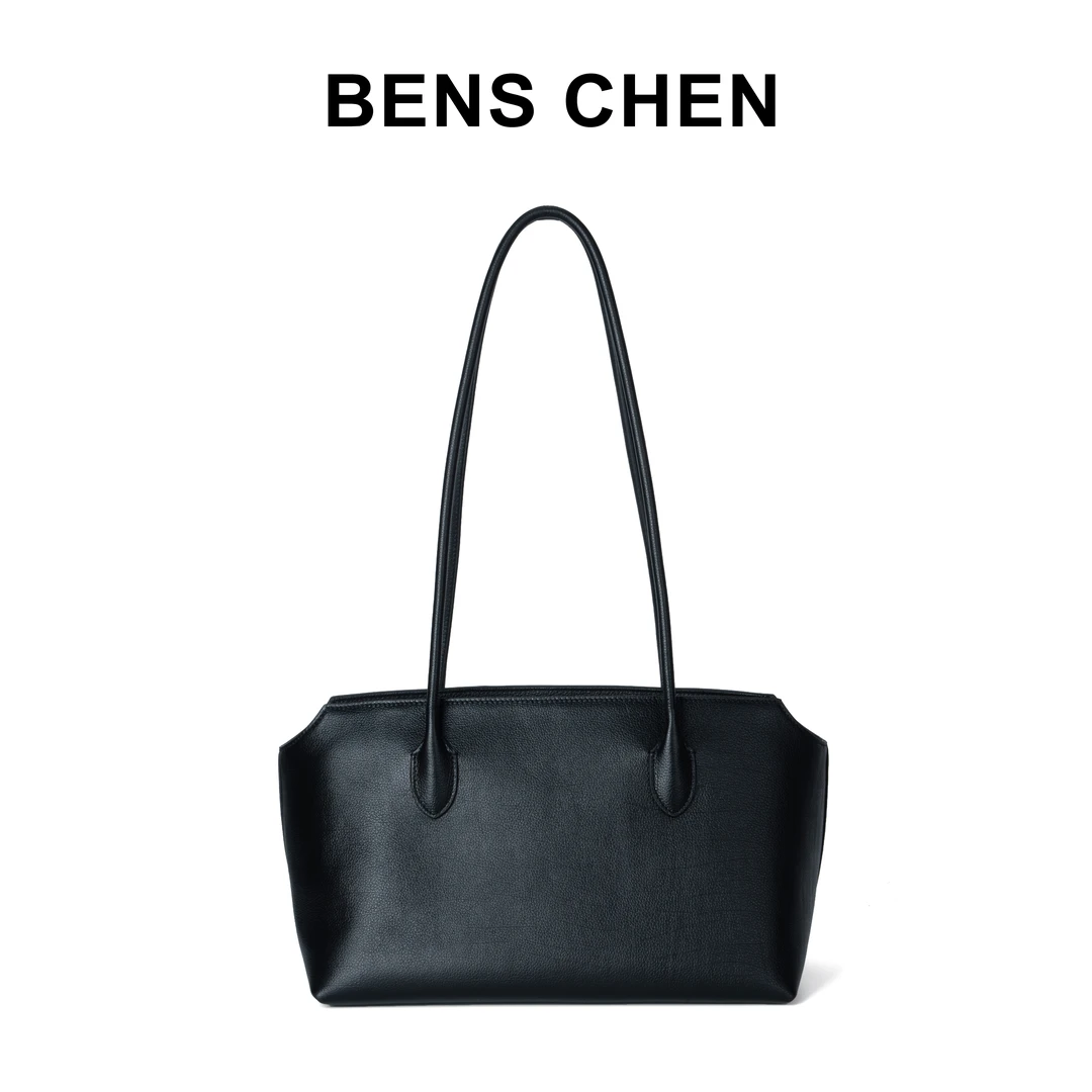 BENS CHEN【长柄腋下包】颈纹胎牛皮  时尚托特女包