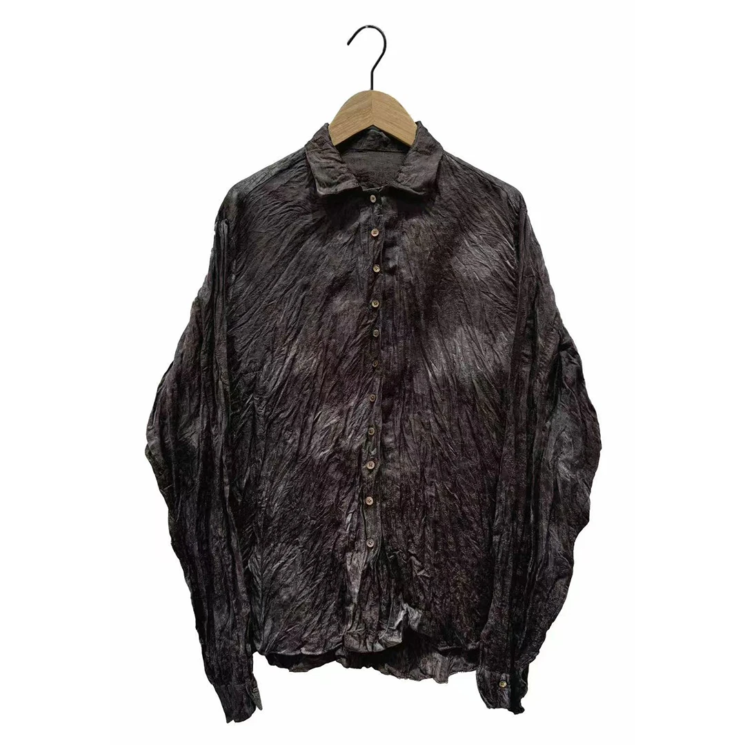 左岸迷香 Z25FW1011 布衣分享丝棉【衬衫】 原创小众复古褶皱衬衣