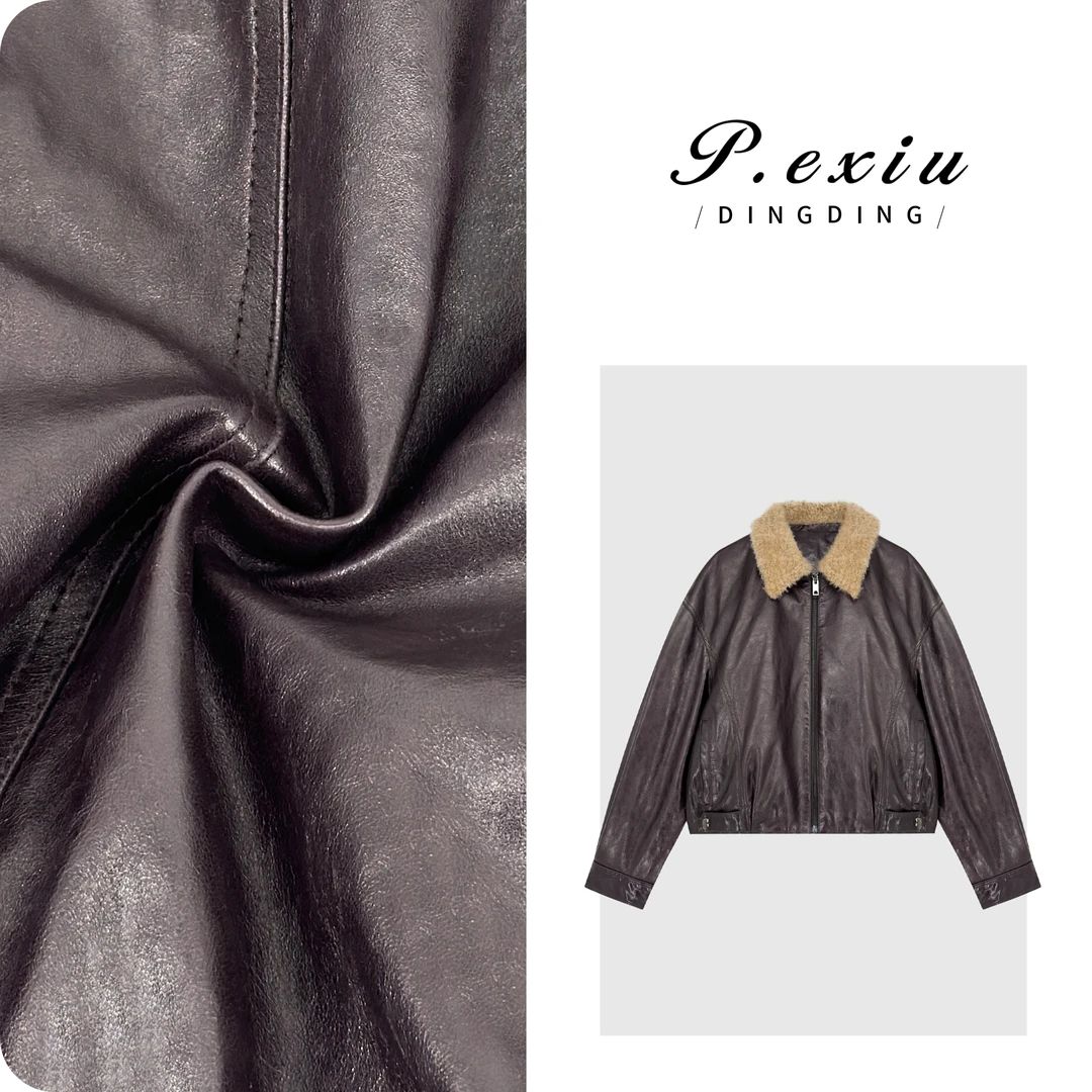 土耳其油蜡绵羊皮拉贡毛领复古时髦鹅绒服TW253