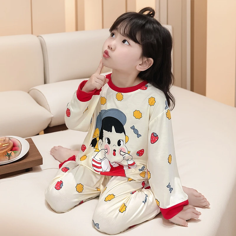 女童家居服春秋款儿童长袖开衫空调服女宝宝春季洋气睡衣2025新款