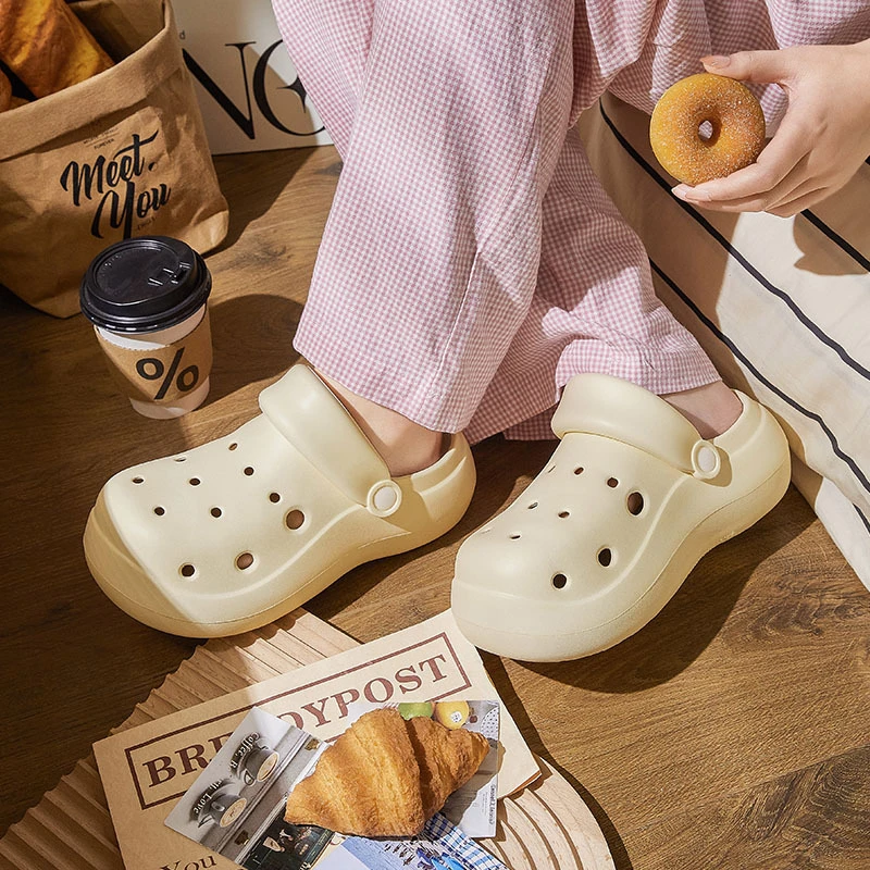 蚂蚁之恋春夏新品时尚简约百搭纯色洞洞鞋包头居家外穿女款凉拖