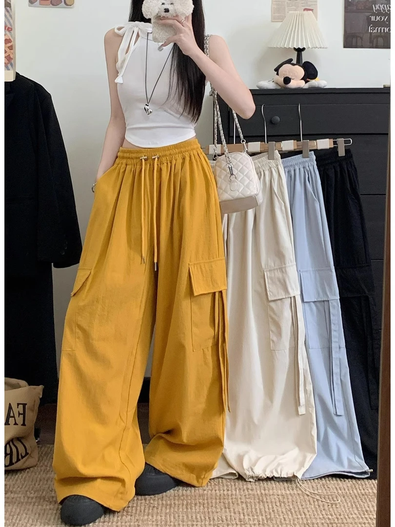 大码休闲裤高腰垂感小个子胖mm宽松新款时尚洋气百搭女装女款裤子