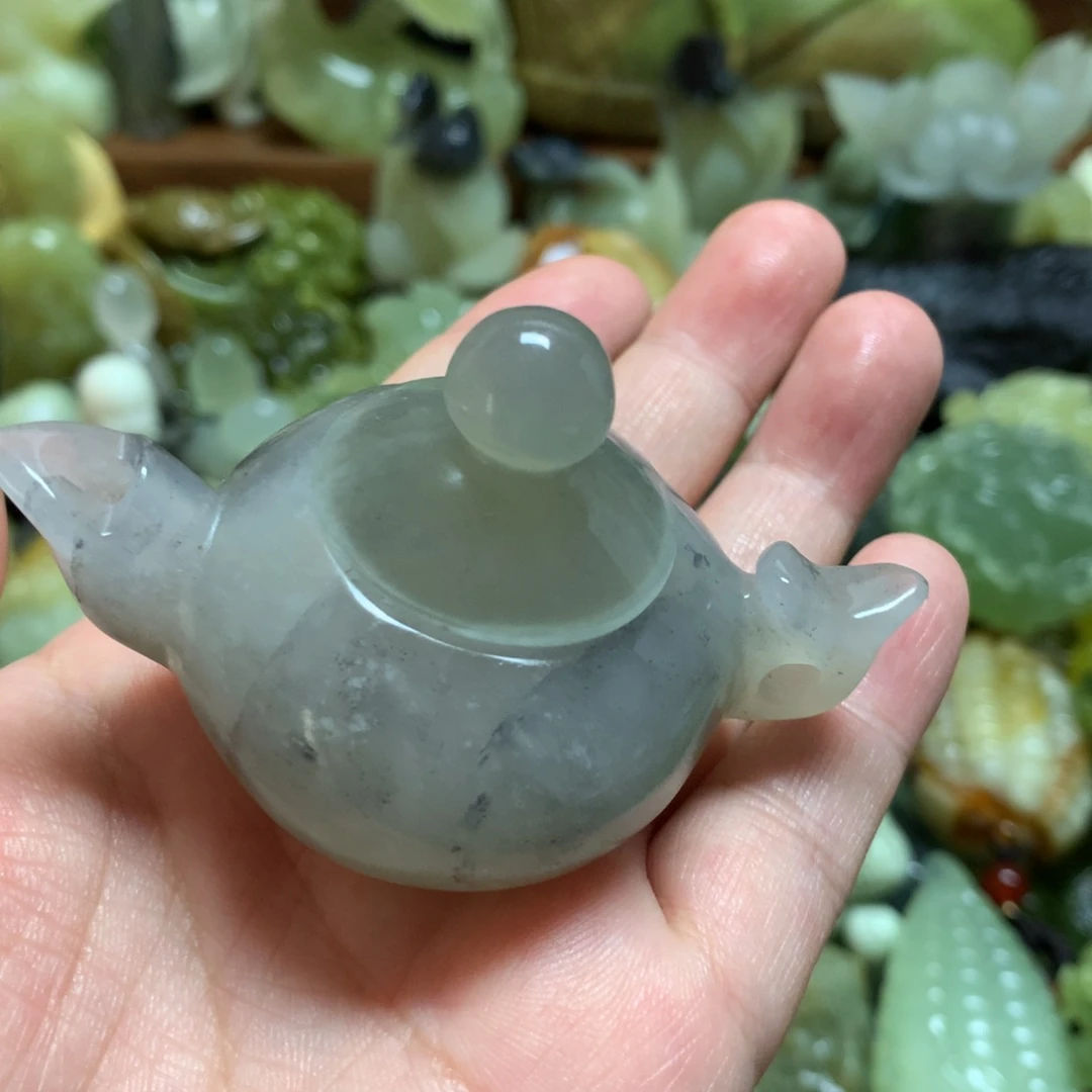 岫玉足银镶嵌手把手把