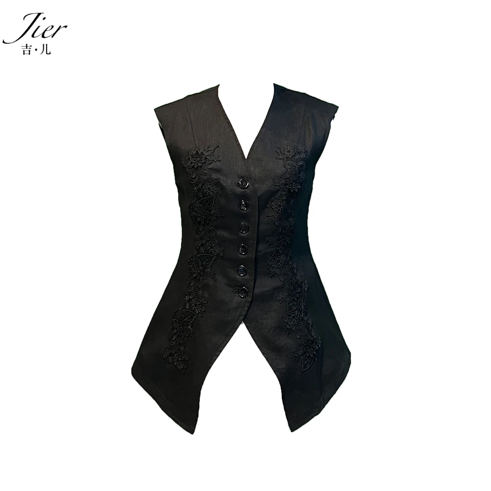 【Jier吉儿】原创设计师蕾丝时尚女士国潮无袖轻奢马甲