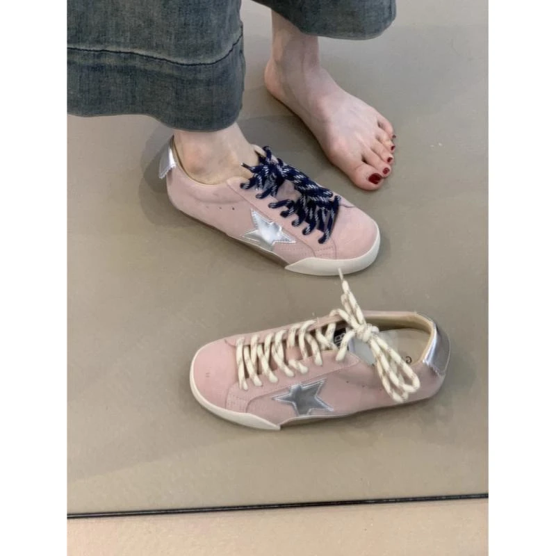 复古休闲百搭德训鞋女2025年新款复古做旧星星小脏鞋增高小板鞋女