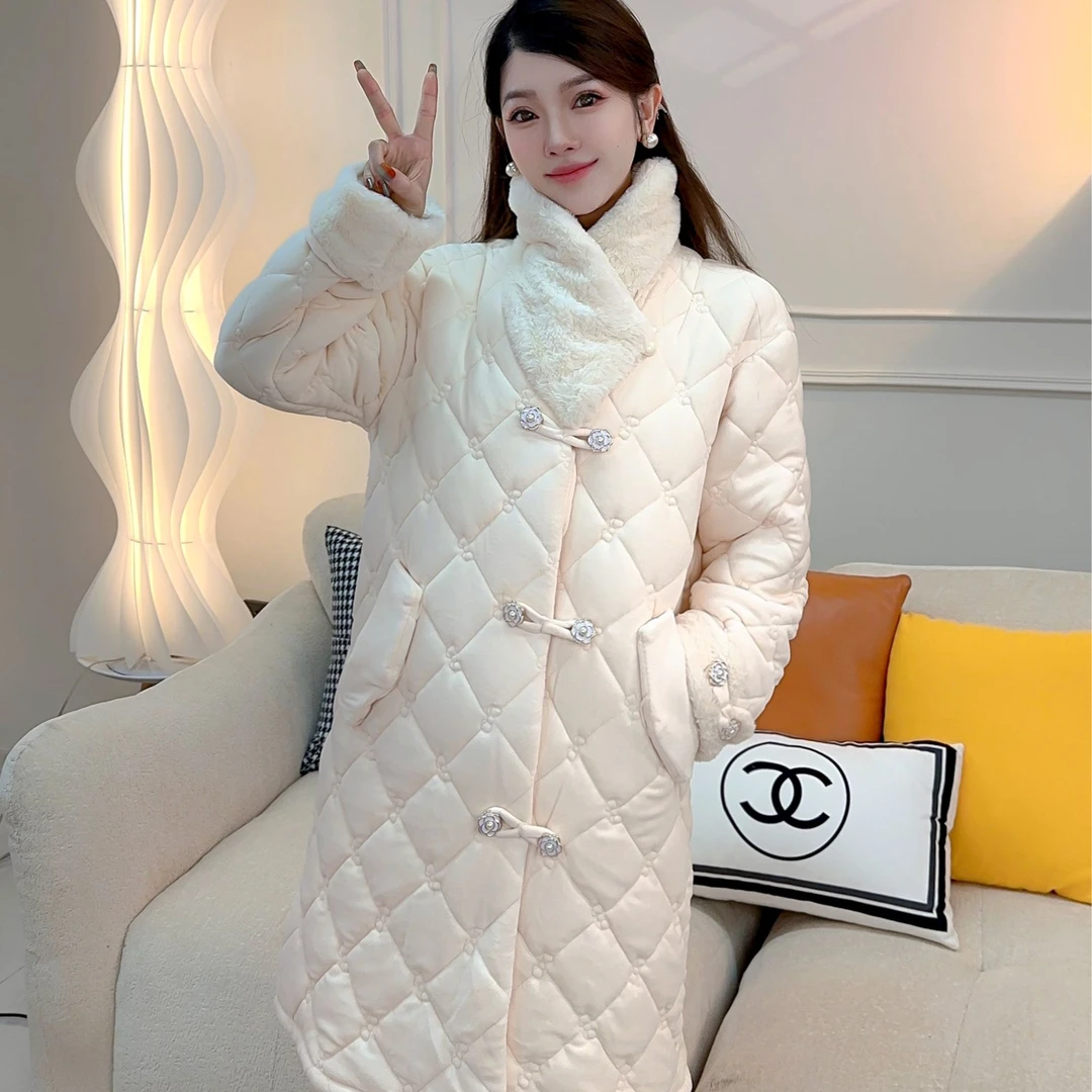 【奈思】冬季上新《奶油芋泥》三层夹棉加绒加厚气质睡衣家居服套装