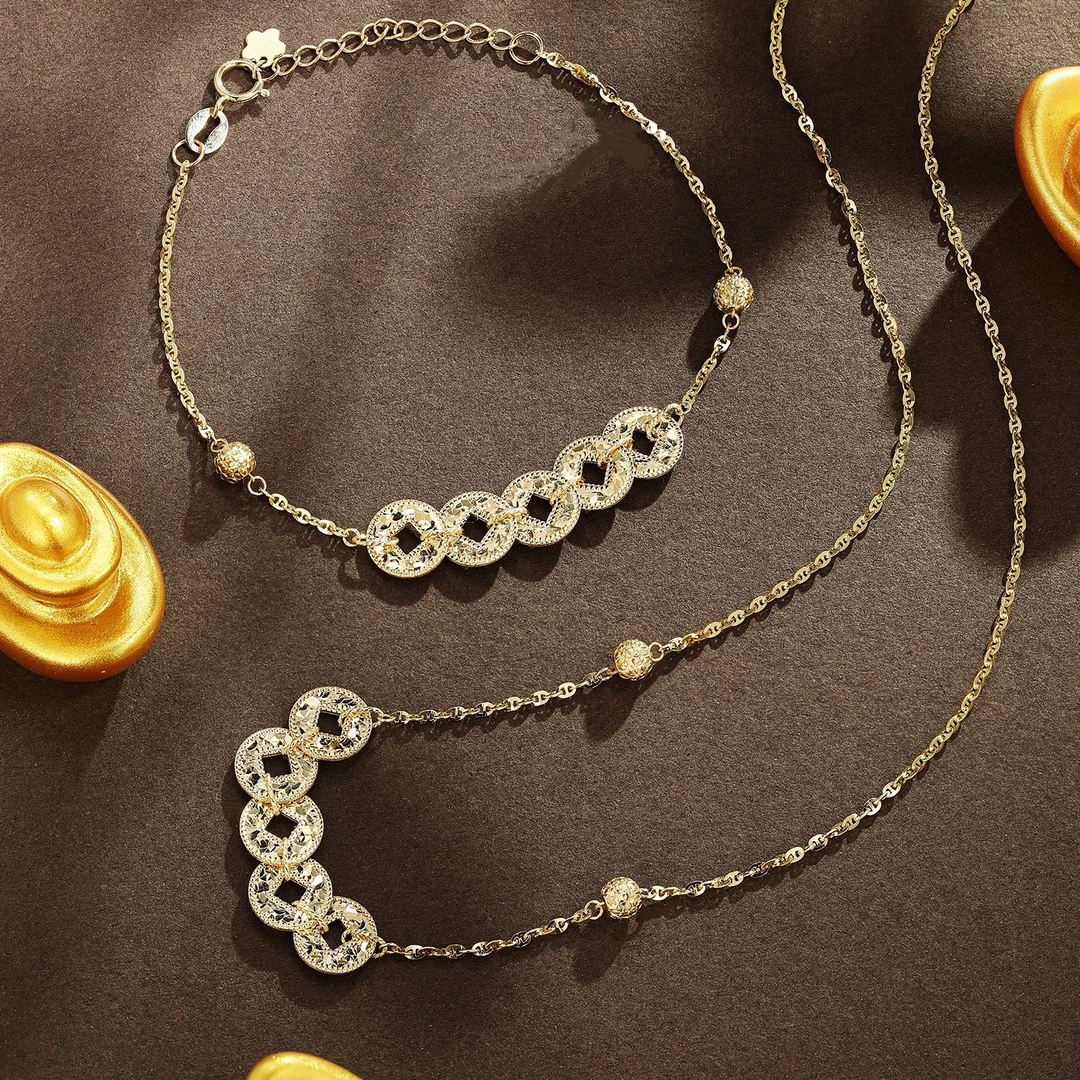 18K金纳福牌五帝币手链气质轻奢时尚百搭简约复古