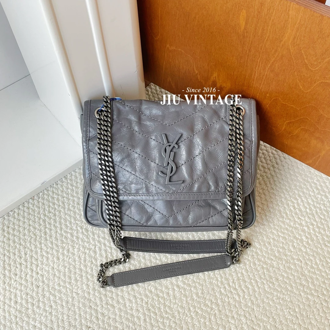 99新 YSL/圣罗兰 niki小号灰色非D扣 JM11-1029