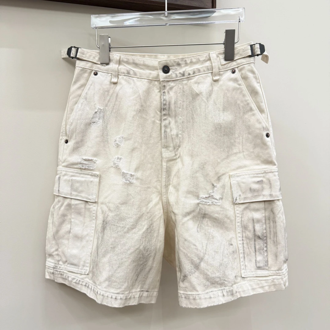 宽松【白色脏脏短裤】男女同款D28118