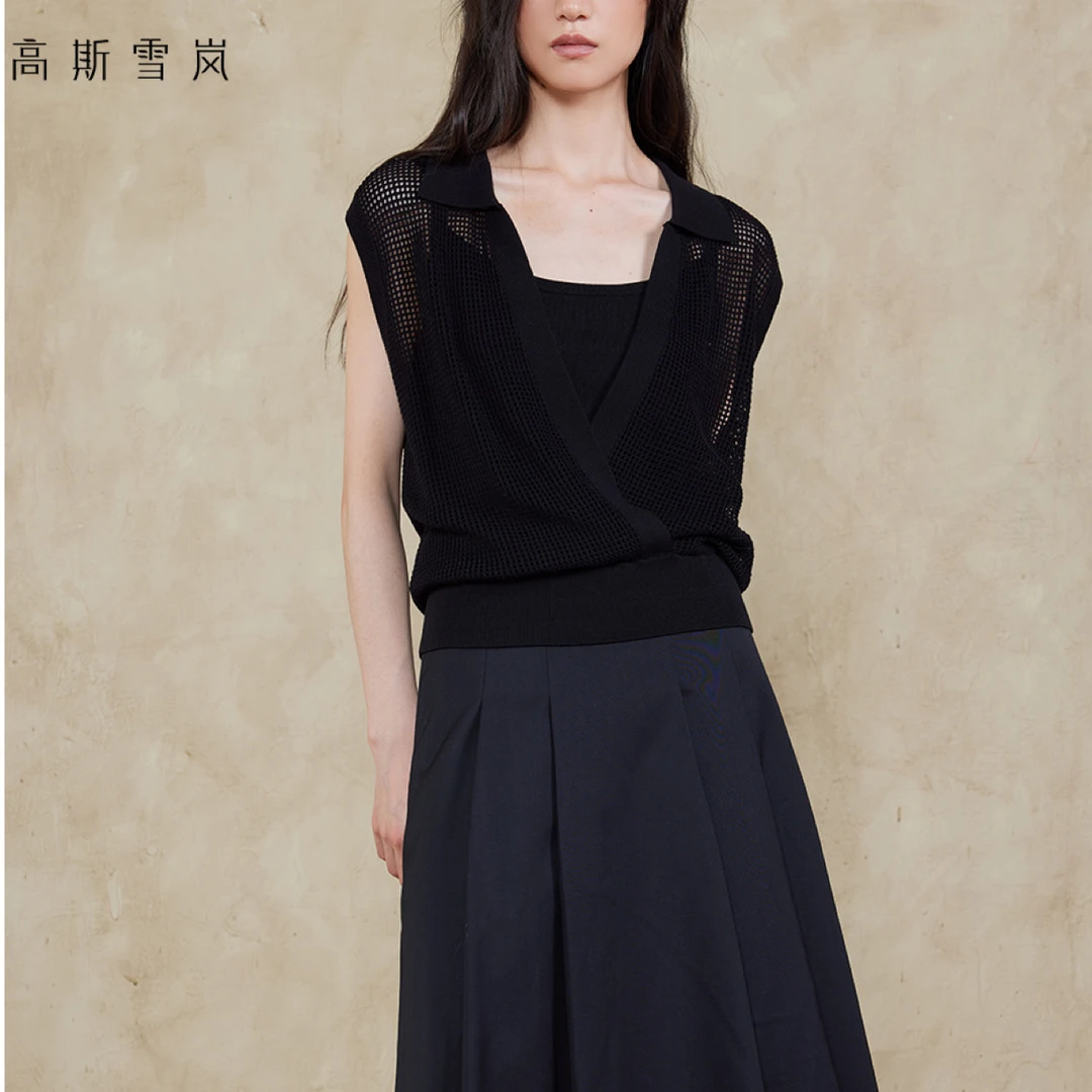 高斯雪岚【秋装新品】翻领针织时尚套头衫25313203