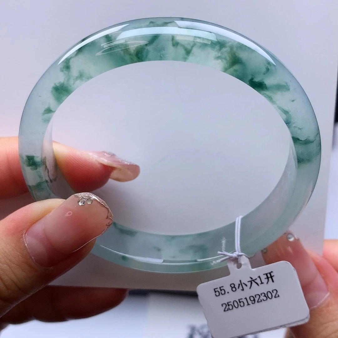 翡翠手镯未镶嵌55.8冰飘花正圈（具体价格咨询客服）