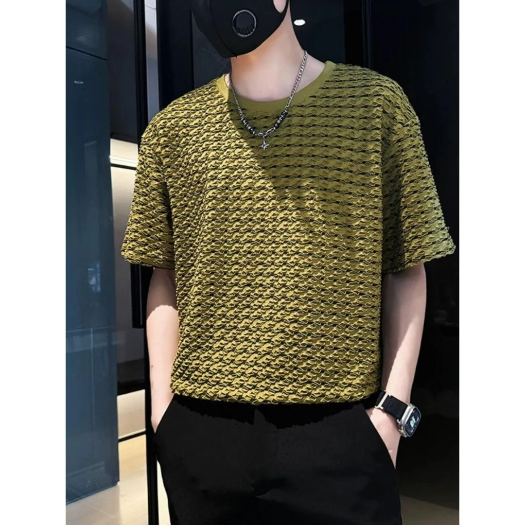 T580短袖t恤男夏季韩版潮流简约半袖上衣港风宽松休闲潮牌