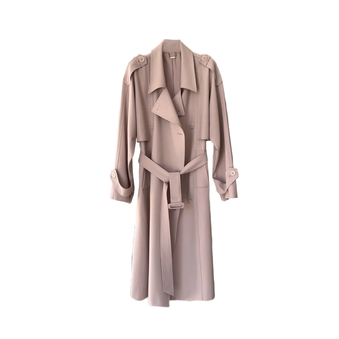 KXL-STUDIO｜腮红-天丝羊毛双排扣廓形风衣9282