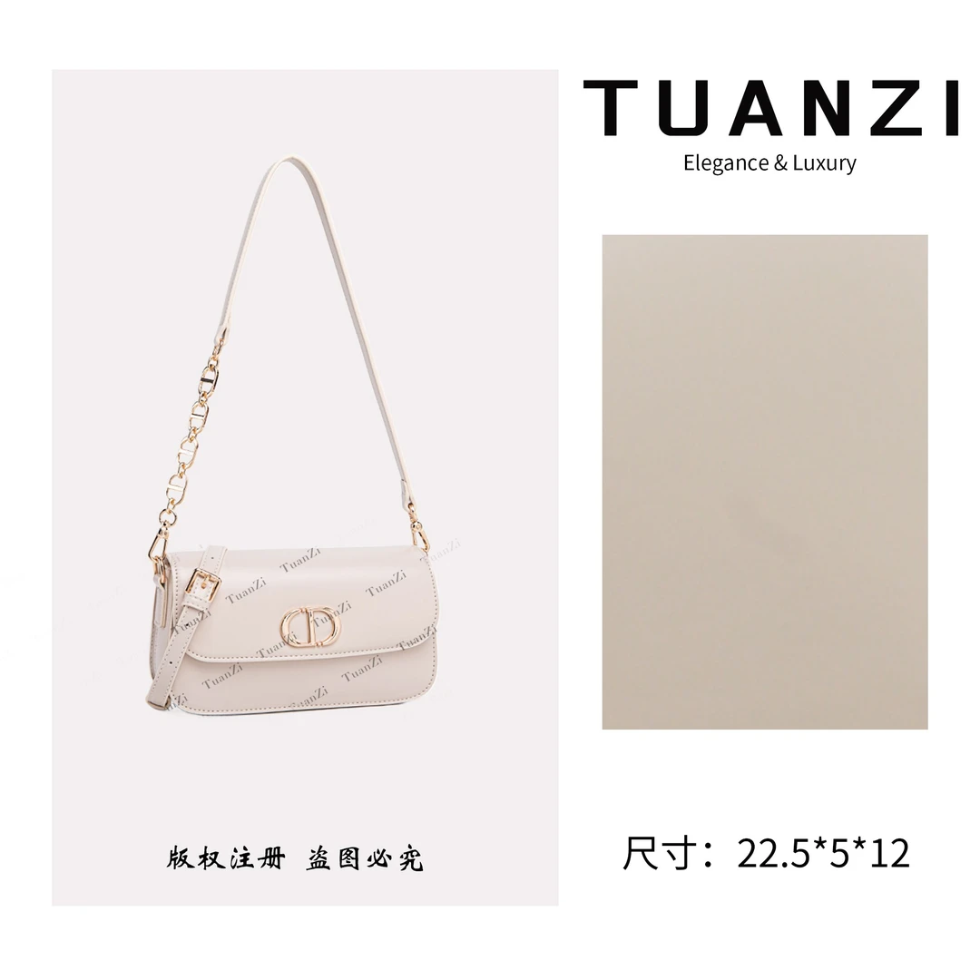 TAUNZI【高端玩家】新款22cm单肩腋下女包 QYX-9888-西米色