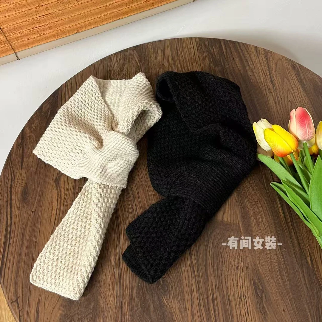 针织围巾女秋冬保暖百搭简约休闲纯色
