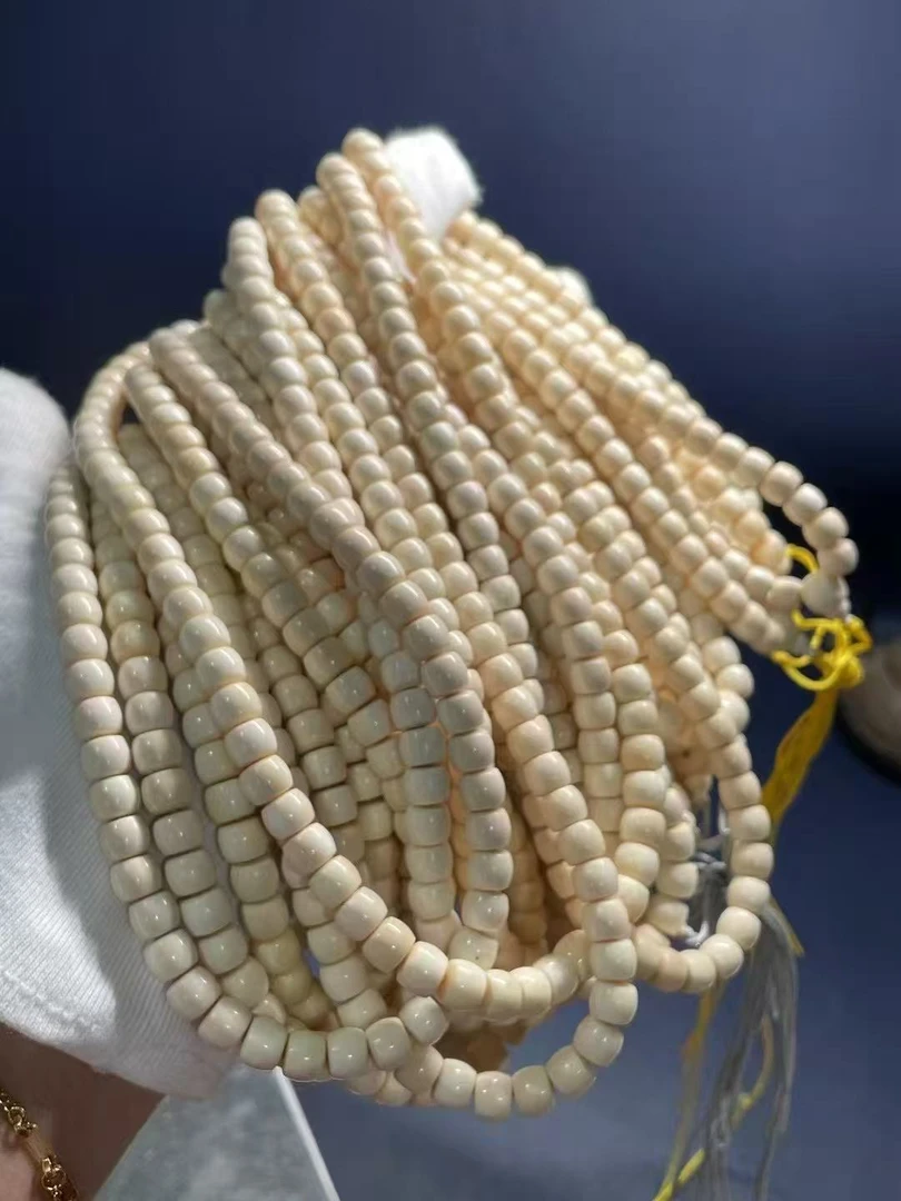 天然猛犸象牙5A冰料直切8*7规格108颗多圈手串S0101