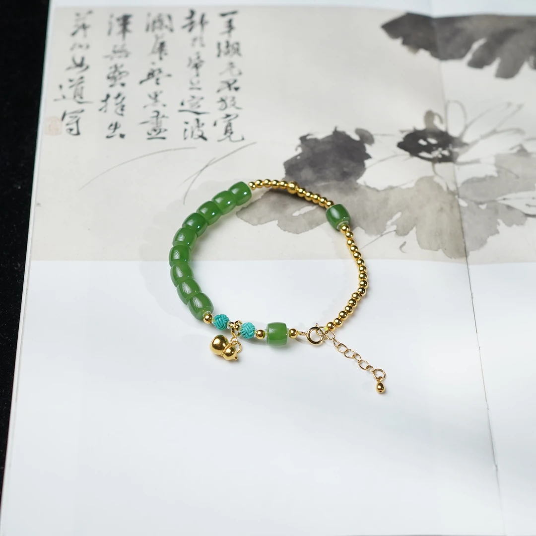 【怡诺】和田玉*手链*18k金镶嵌