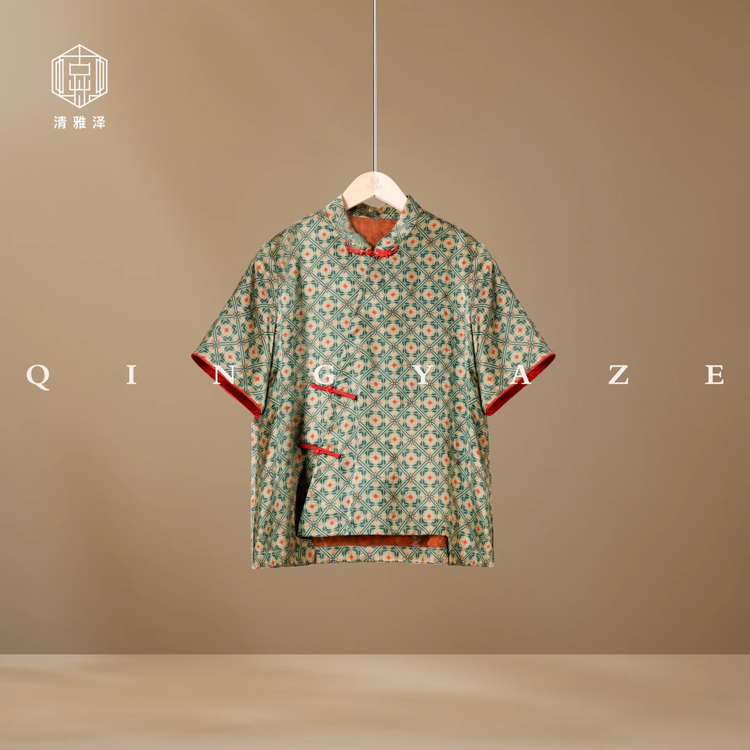 如意格！真丝红云纱新中式上衣！GZ6042