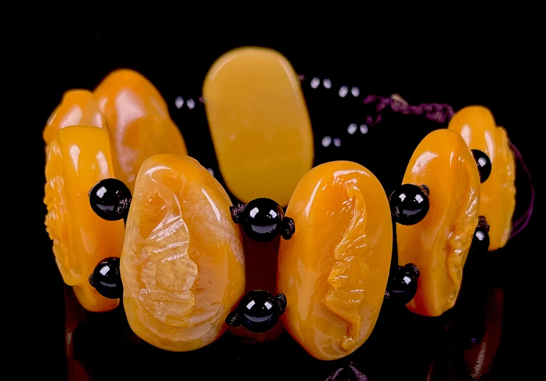 结晶北部田黃福在眼前手串 重61.2克 尺寸约2.71.7/1.2cm