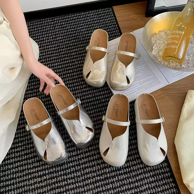 简约镂空包头拖鞋女夏季新款凉拖鞋时尚百搭一脚蹬勃肯拖鞋6331