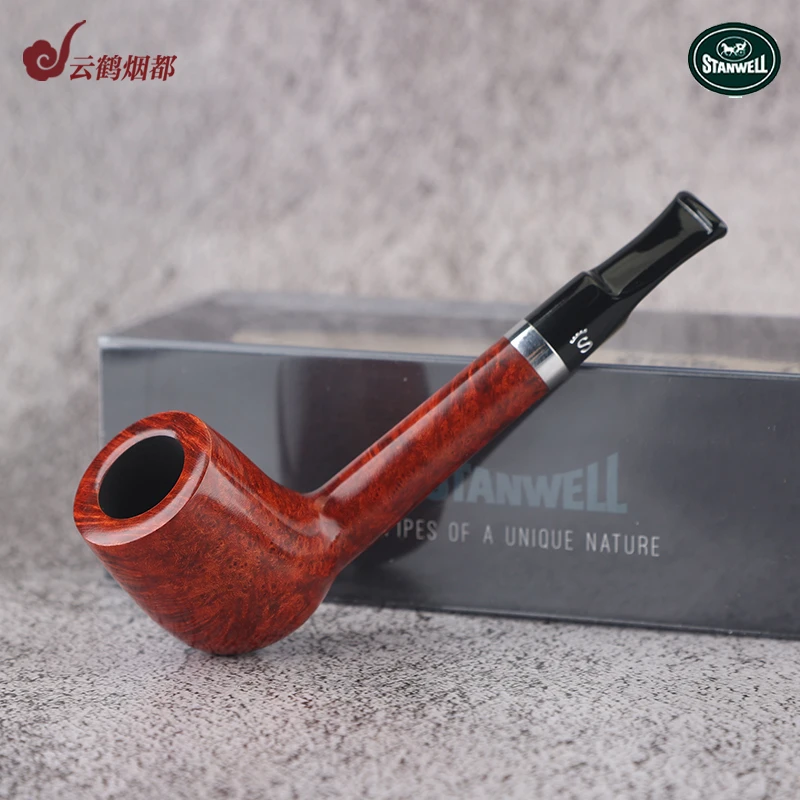 云鹤烟都丹麦进口Stanwell史丹威石楠木烟斗棕光面台球098