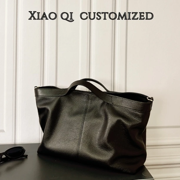 Xiao Qi头层牛皮托特包2025时尚单肩通勤腋下大容量手提包腋下斜