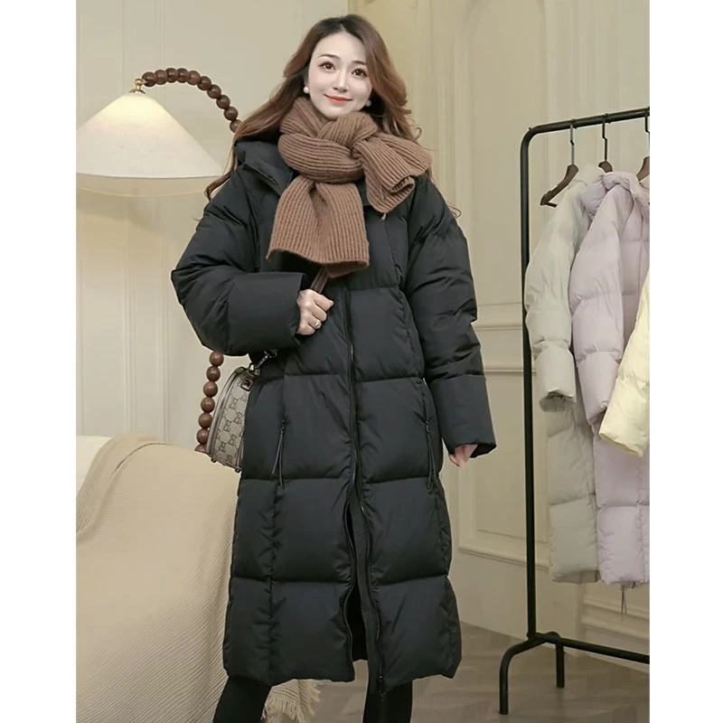 贝贝长韩版中长款羽绒服女气质百搭冬季休闲外套加厚连帽