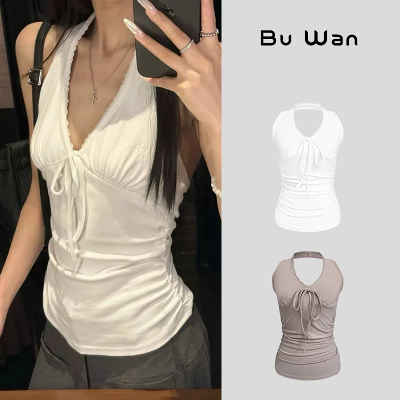 挂脖背心辣妹风设计感甜美性感风性感吊带修身型辣妹A3722